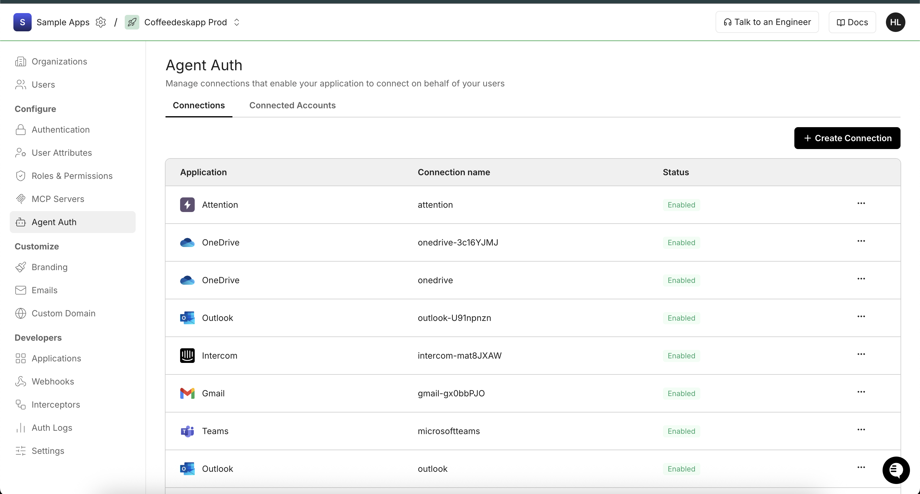 Scalekit AgentKit connections page